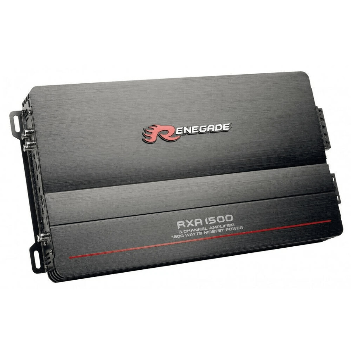 Schwarzer Autoradioverstärker mit rotem Logo und Beschriftung RXA 1500.