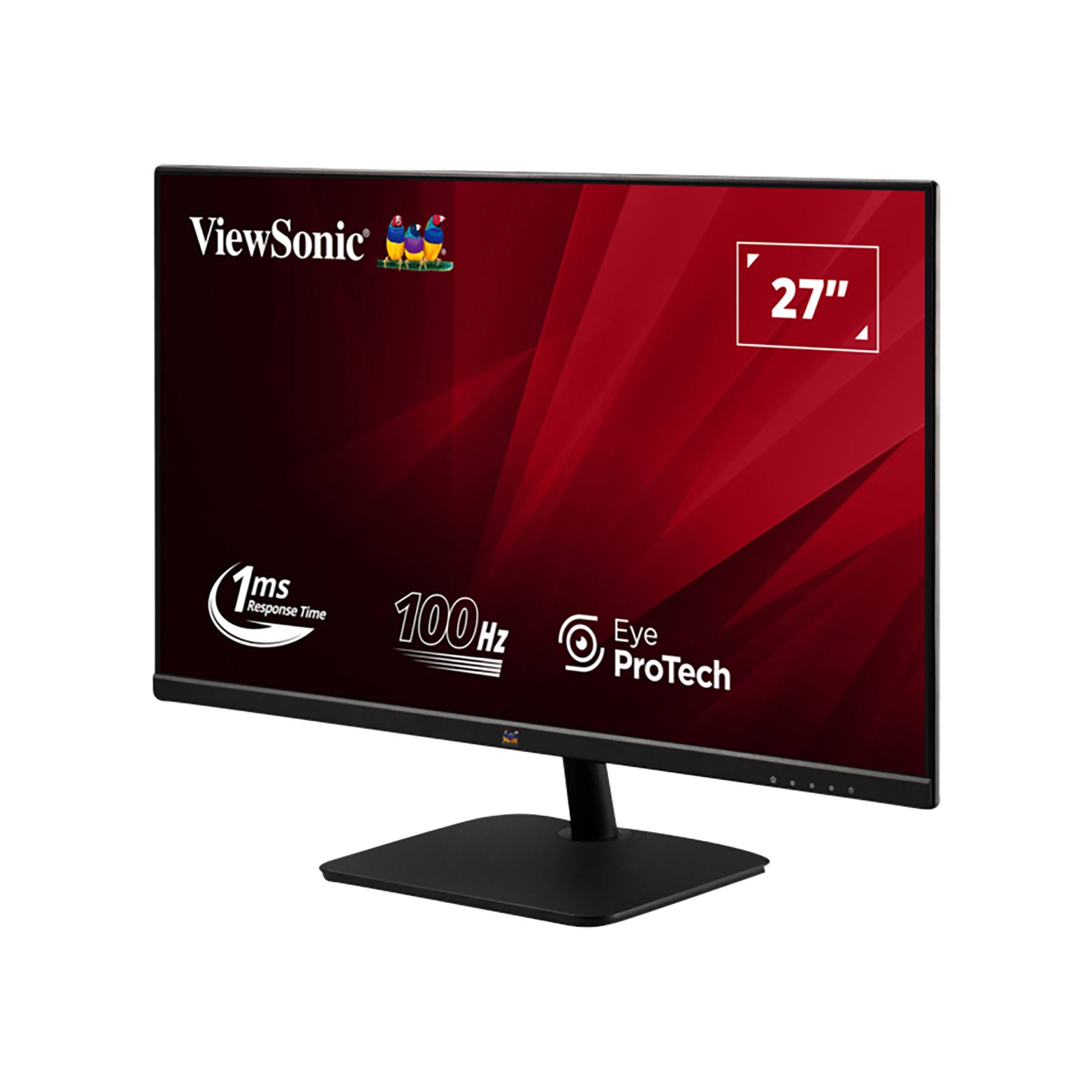 Een 27-inch ViewSonic monitor met rode accenten en 100Hz.