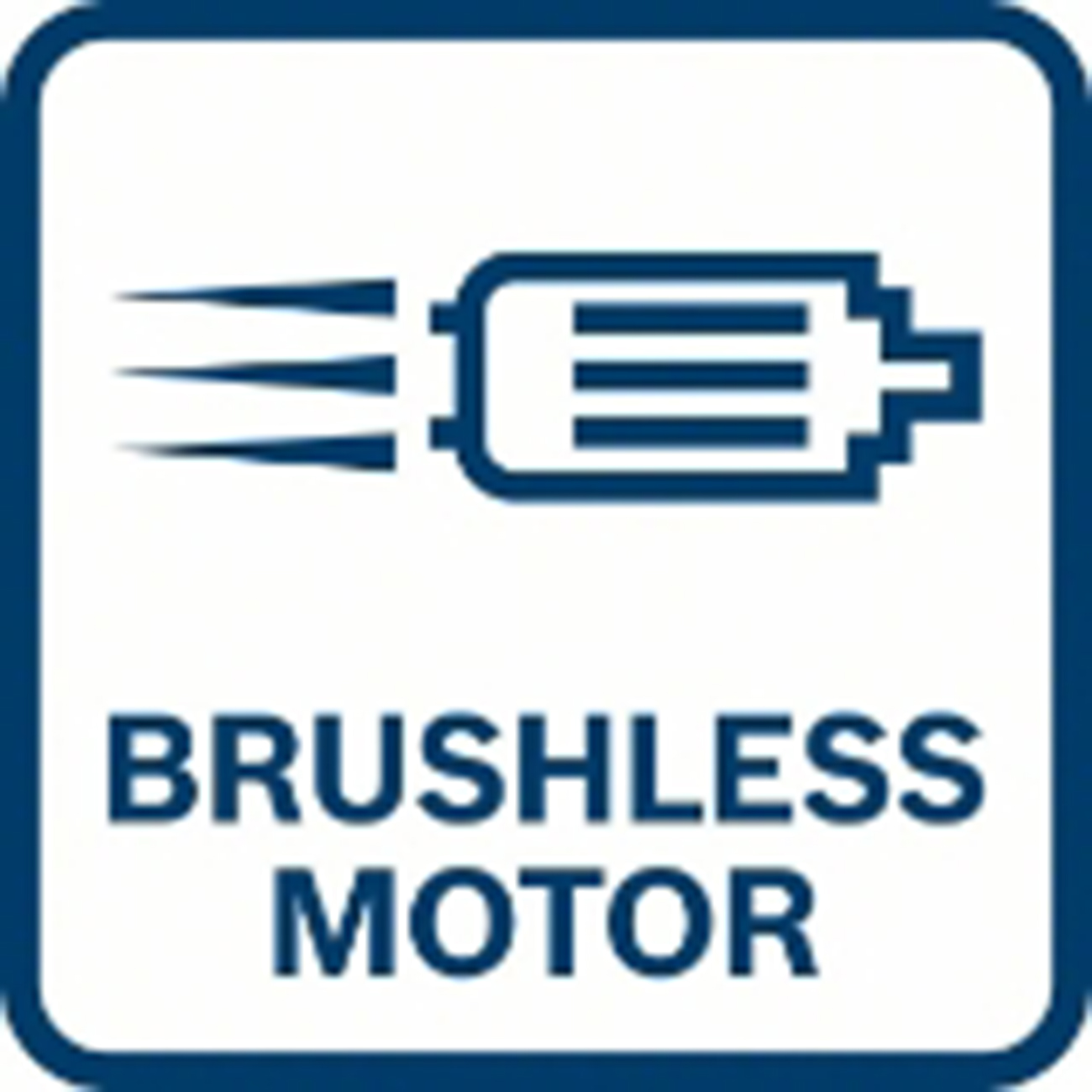 Icona motore brushless con linee di velocità e testo.