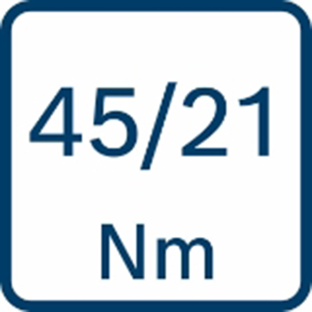 Das Zeichen zeigt 45/21 Nm auf weißem Hintergrund.