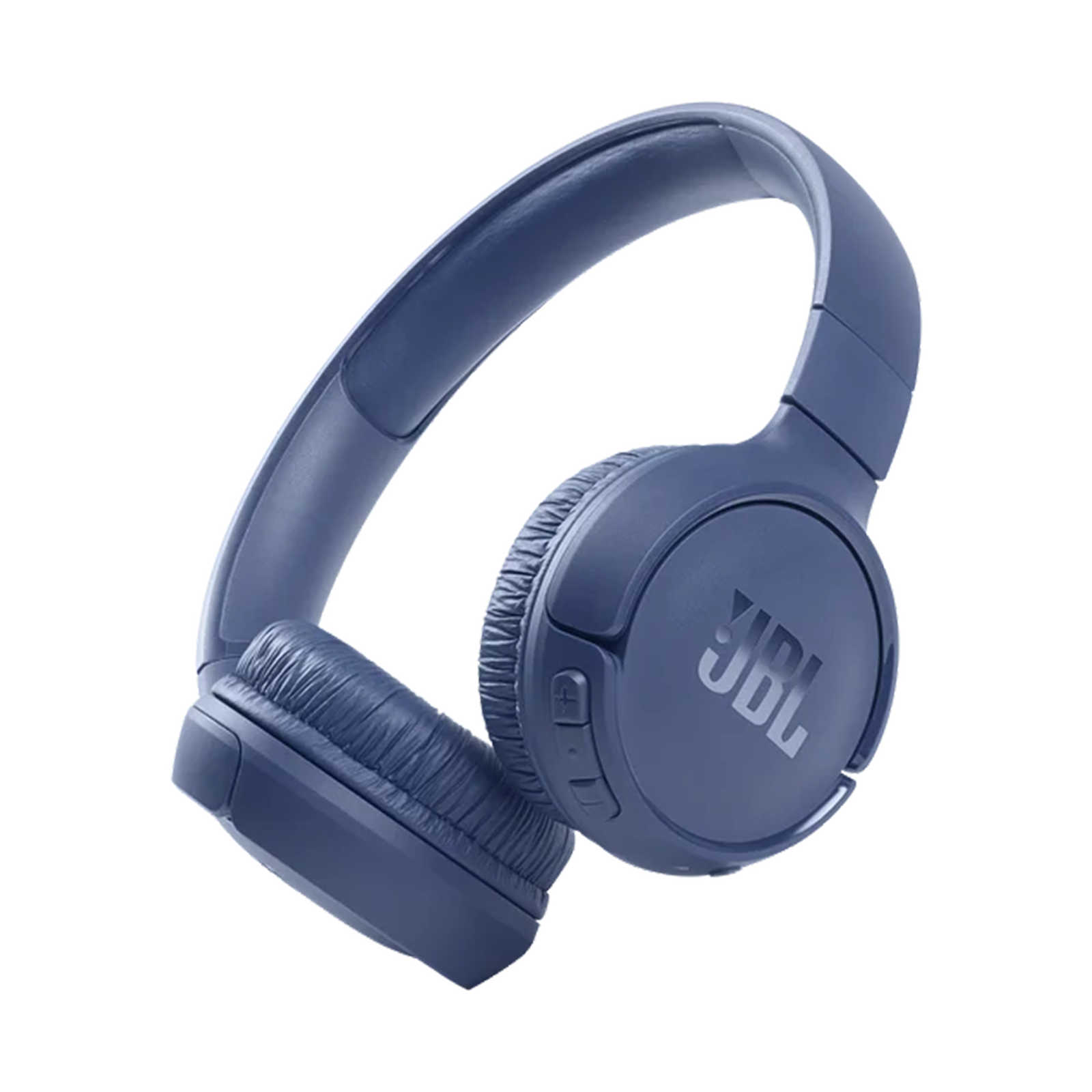 Dunkelblaue JBL-Kopfhörer mit gepolsterten Ohrmuscheln und einem Kopfbügel.