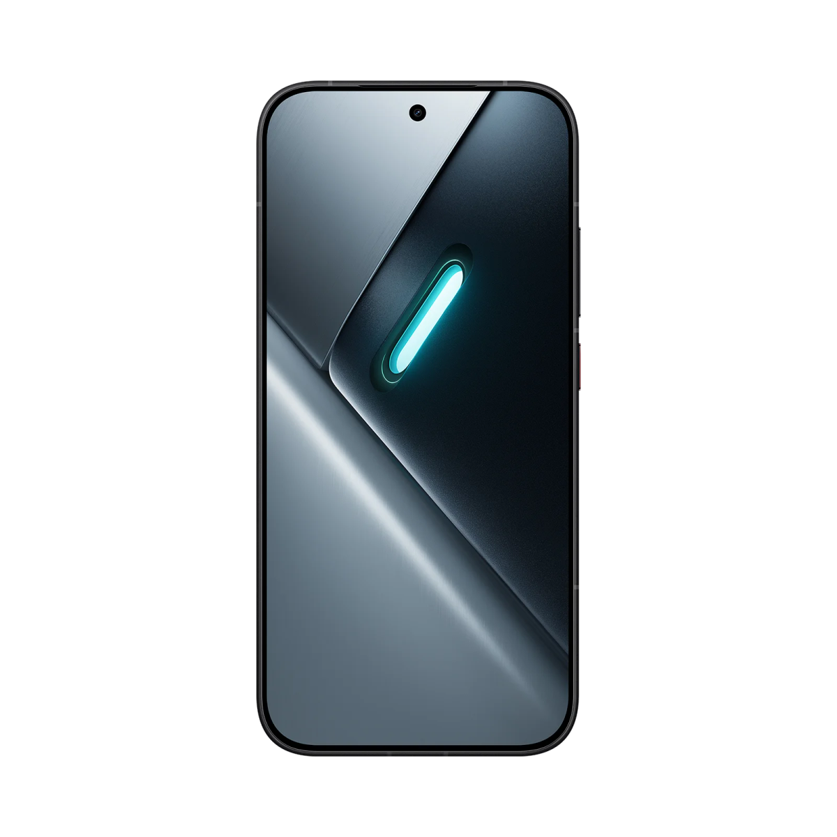Un smartphone con un diseño elegante y un acento azul brillante.