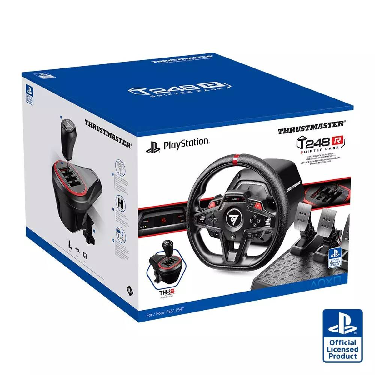 Doos voor Thrustmaster T248R race stuur met schakelpook en pedalen.