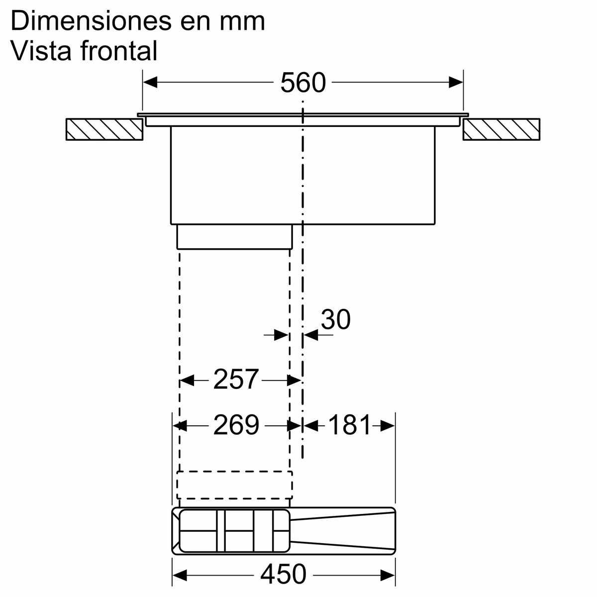 Disegno tecnico di un lavello con dimensioni in mm.