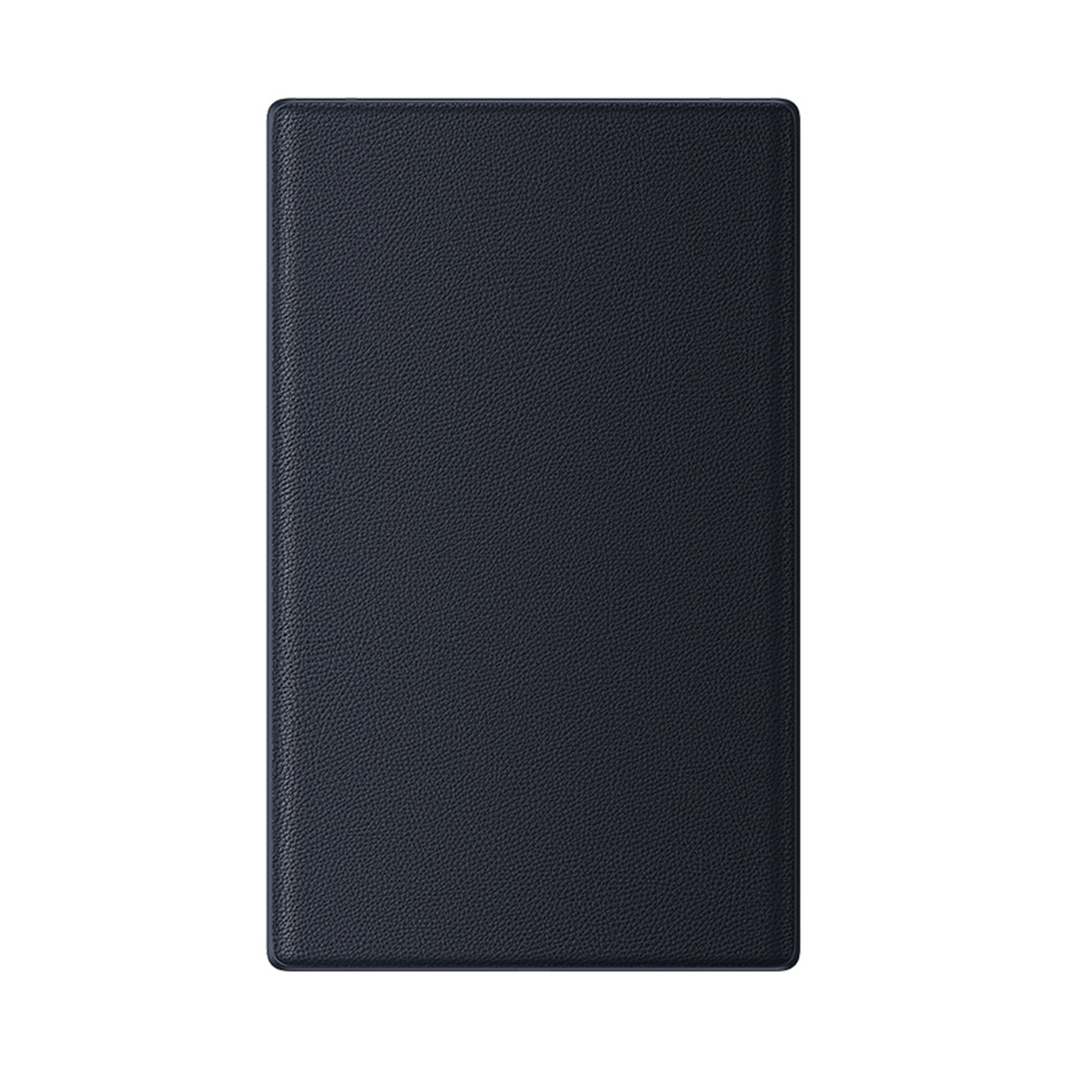 Funda de cuero azul oscuro con textura fina, sobre fondo blanco.