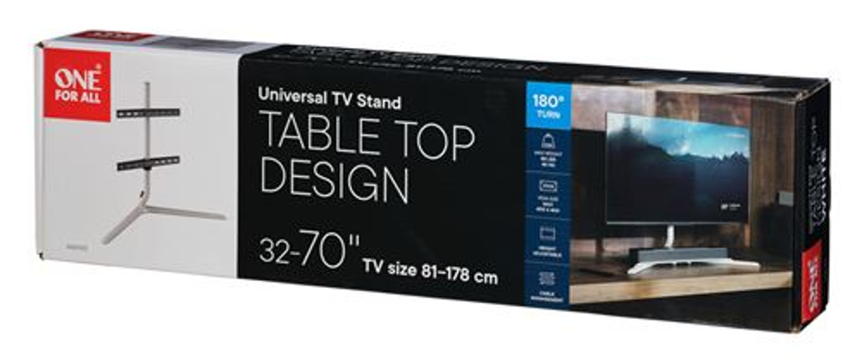 Verpackung eines Universal-TV-Ständers für 32-70 Zoll Fernseher.