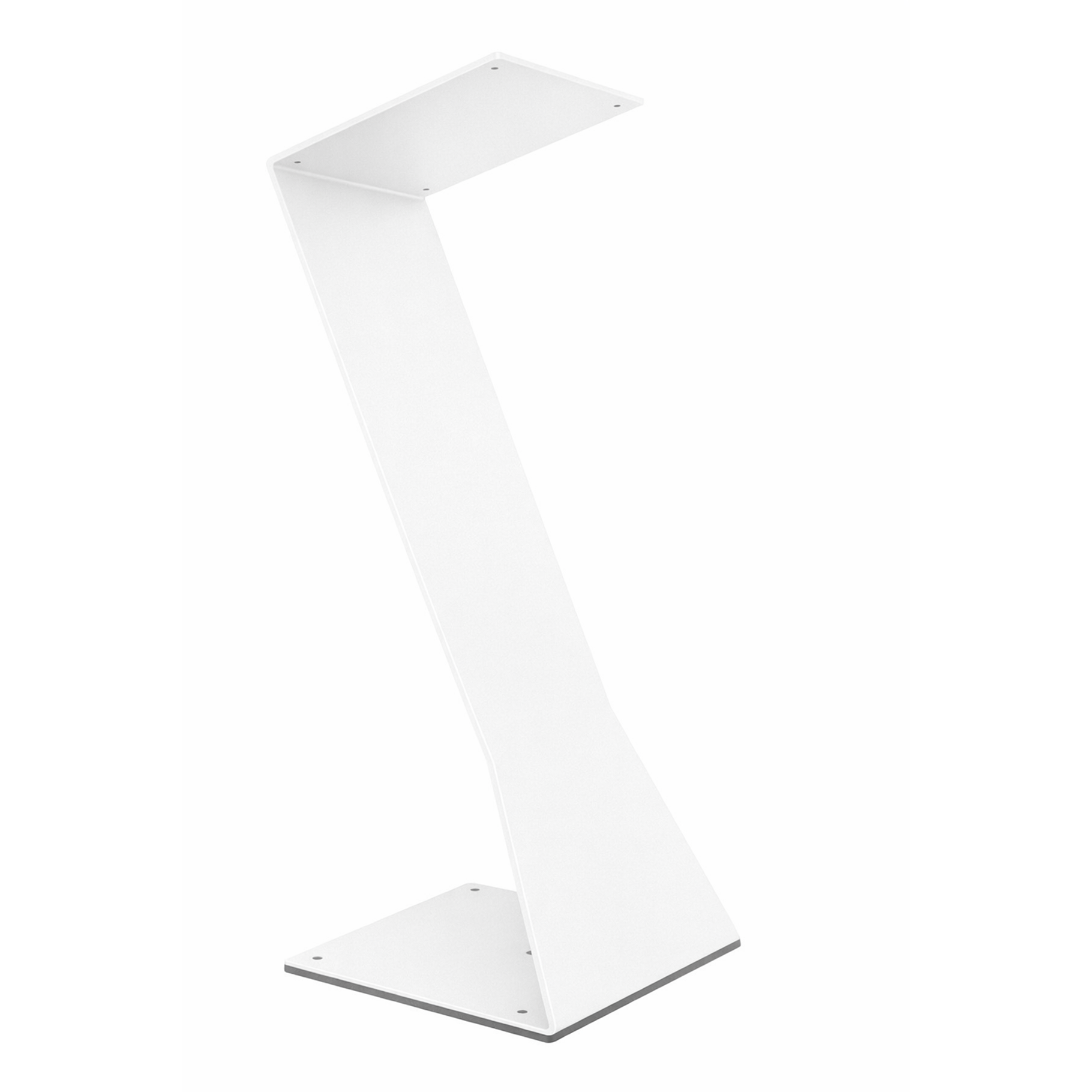 Un soporte blanco en forma de zigzag sobre fondo blanco.