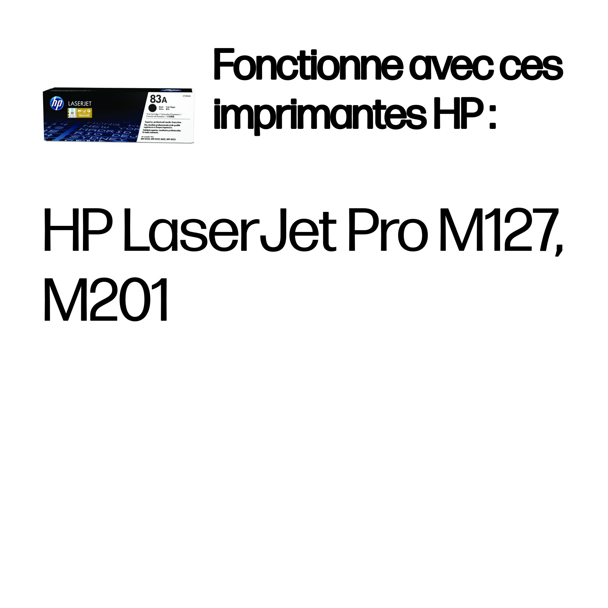 Cartuccia toner nero HP 83A per stampanti HP LaserJet Pro M127, M201.
