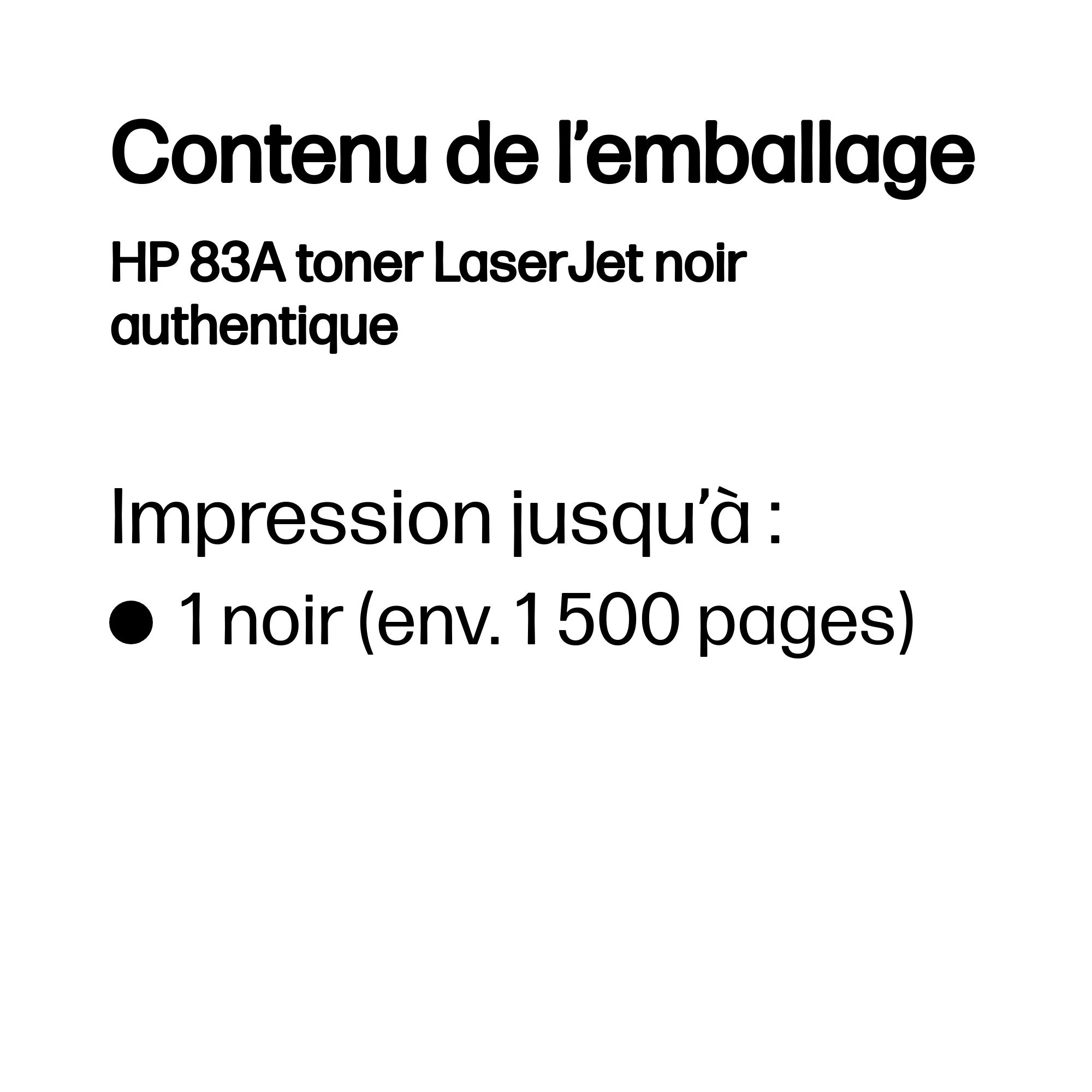 Contenuto: Toner HP 83A, circa 1.500 pagine.