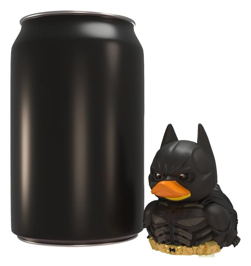 Ein schwarzer Becher neben einer Batman-Gummiente.