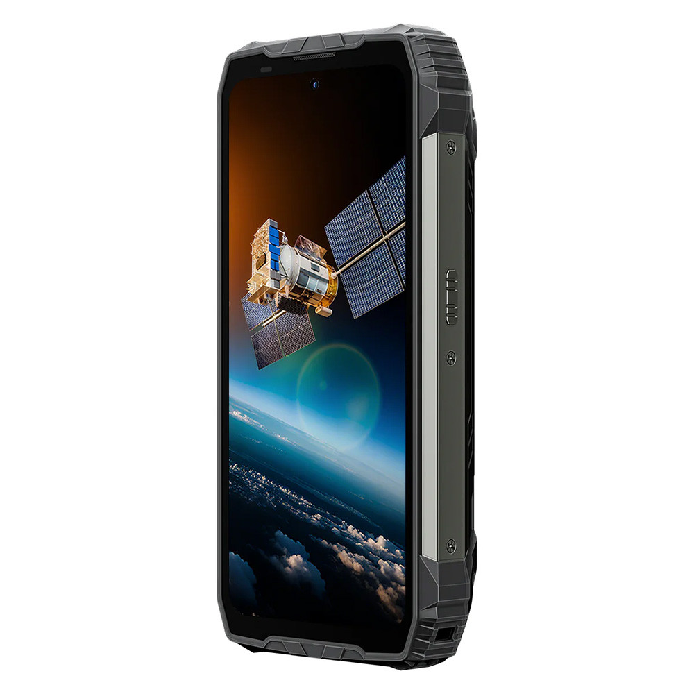 Uno smartphone robusto con immagine satellitare della Terra.