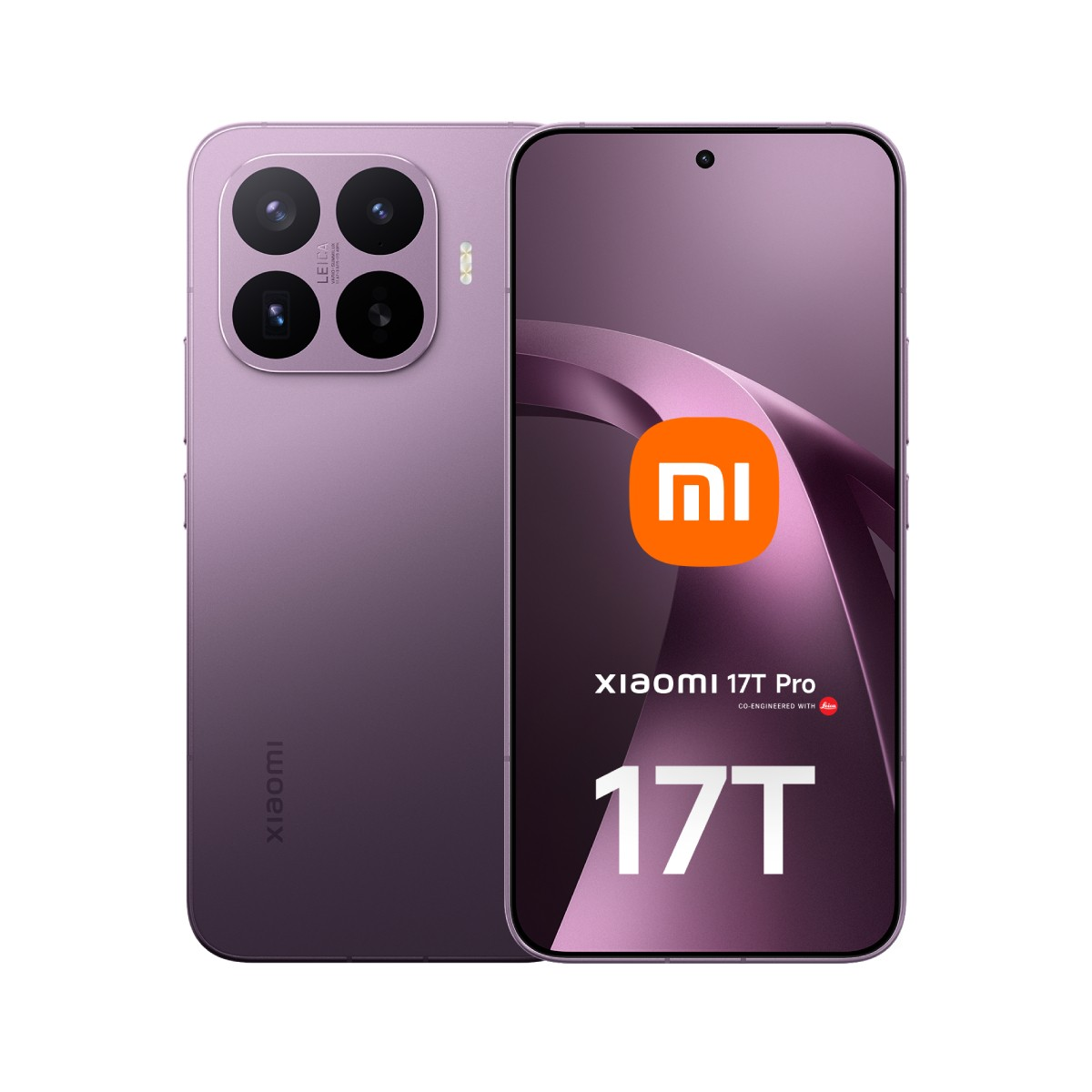 Ein lila Xiaomi 17T Pro Smartphone mit vierfacher Leica-Kamera auf der Rückseite.