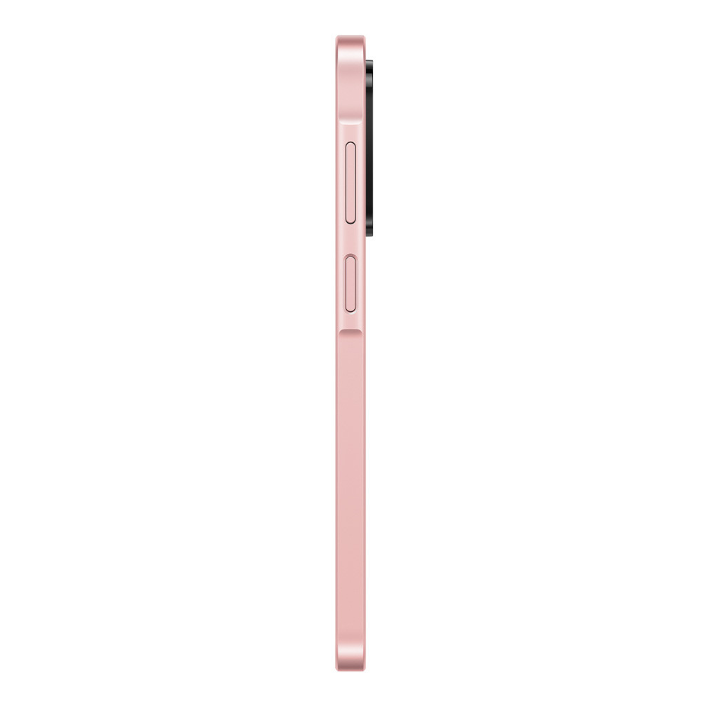 Smartphone rosa di profilo, con pulsanti e modulo fotocamera visibili.