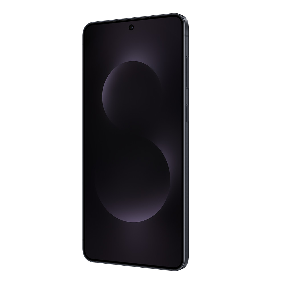 Uno smartphone scuro con un design circolare sullo schermo.