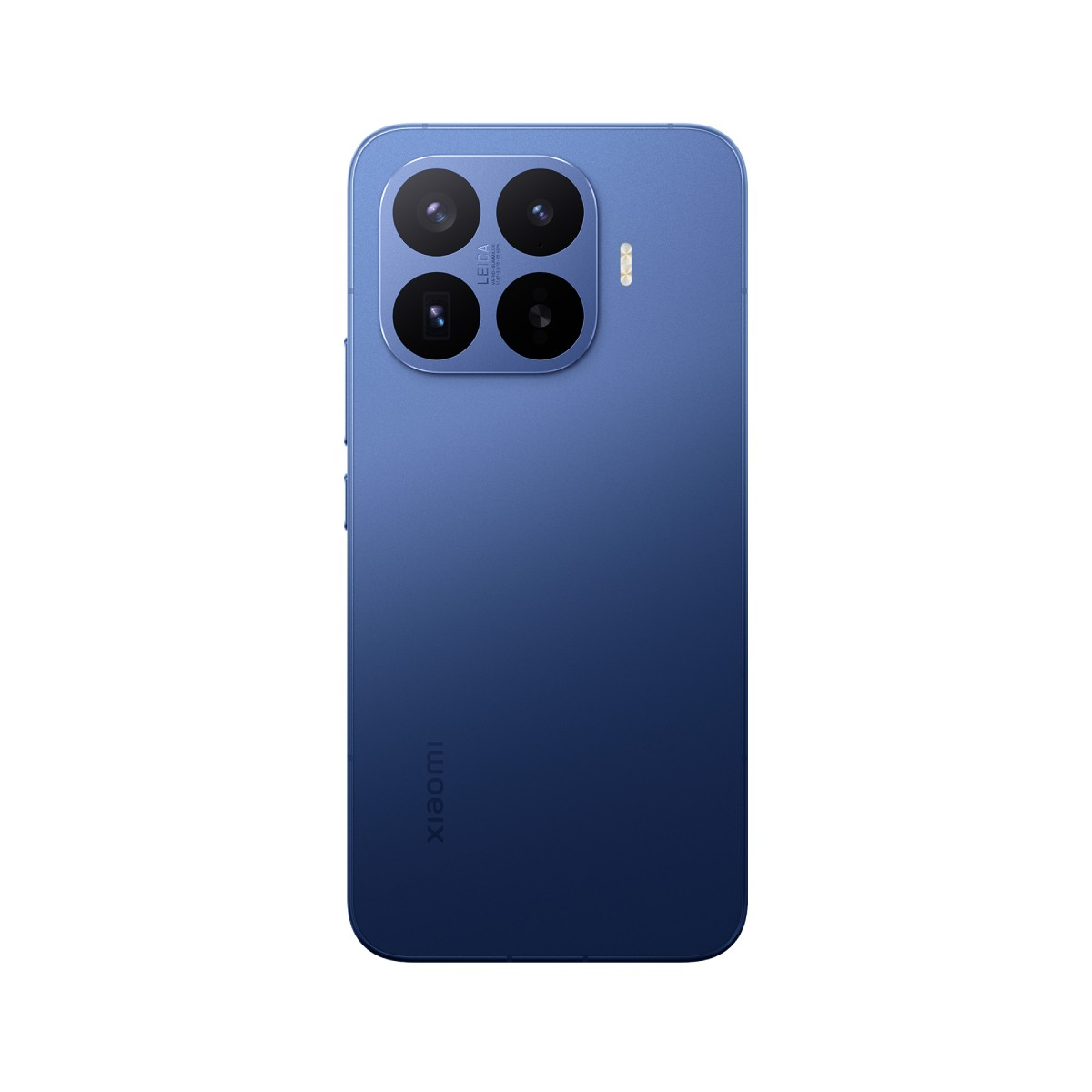 Blaue Xiaomi-Rückseite mit vier Kameras und Blitz.