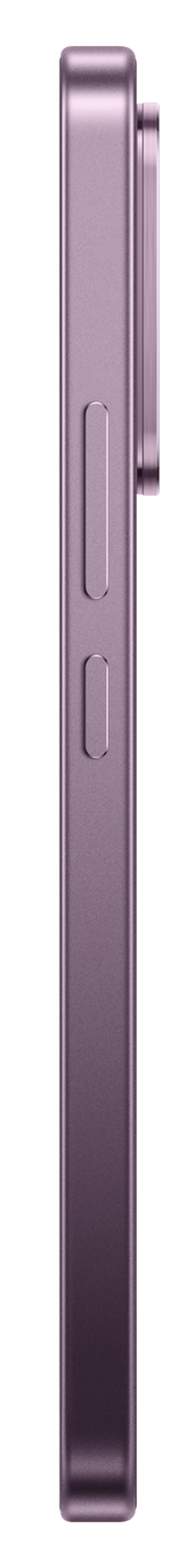 Lila Smartphone-Seite mit Lautstärketasten und schwarzem Hintergrund.