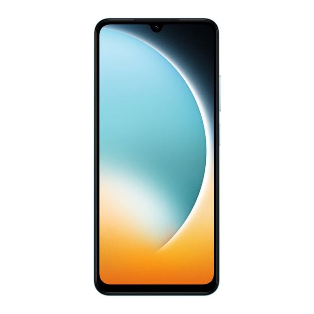 Uno smartphone scuro con uno schermo sfumato di blu e arancione.