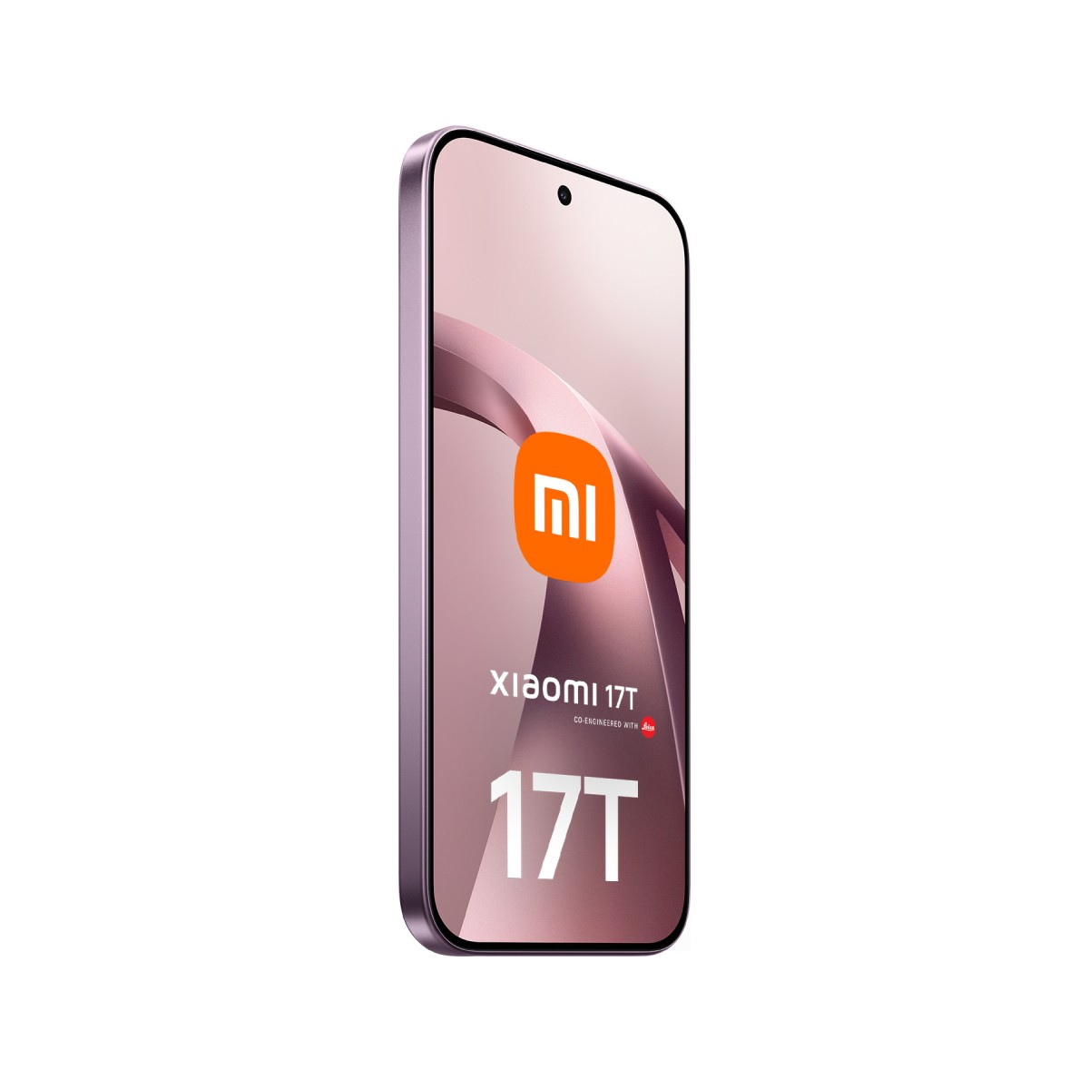 Un smartphone violet affichant le logo Xiaomi et '17T' à l'écran.
