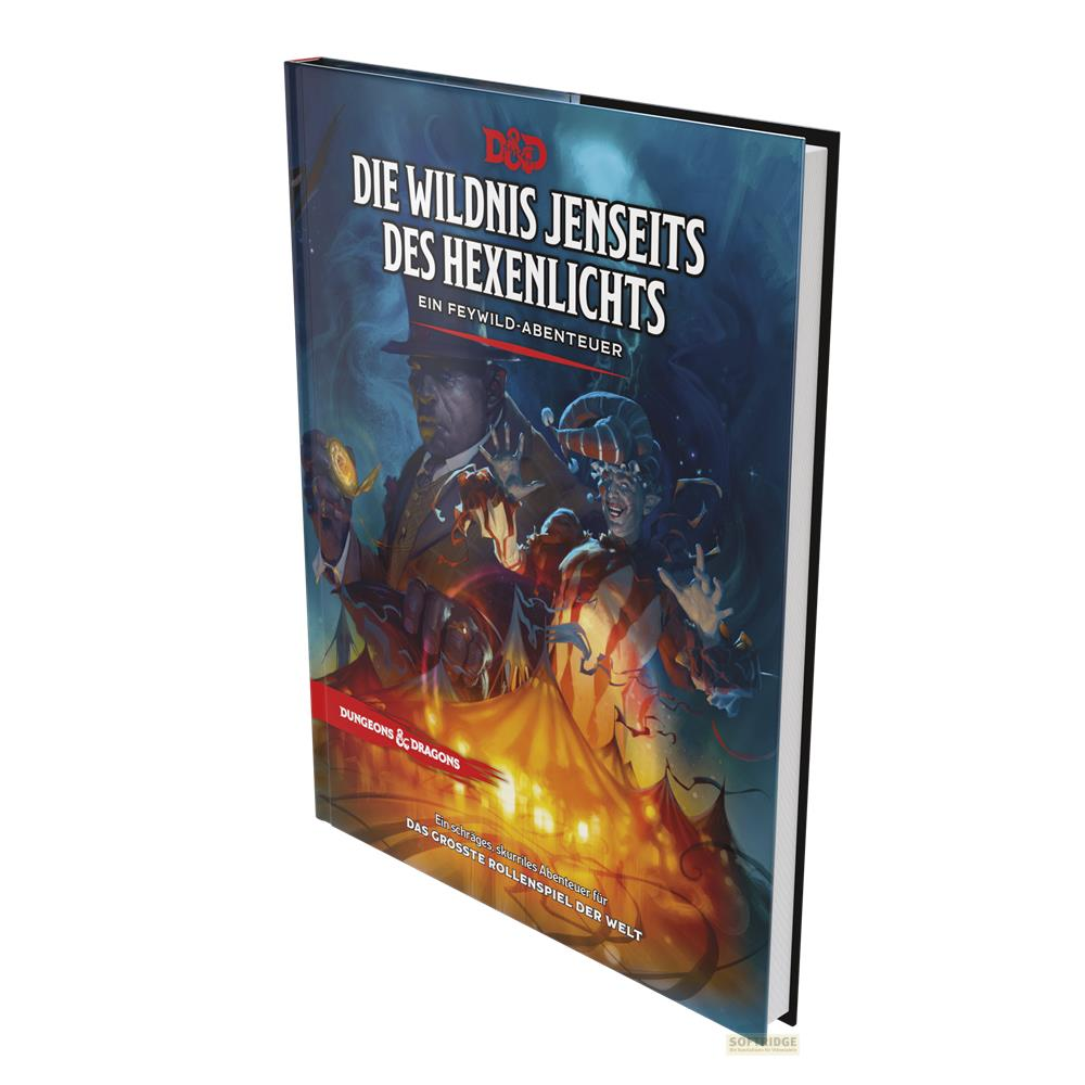 Ein Buchcover für ein D&D-Abenteuer mit dem Titel 'Die Wildnis Jenseits des Hexenlichts'.