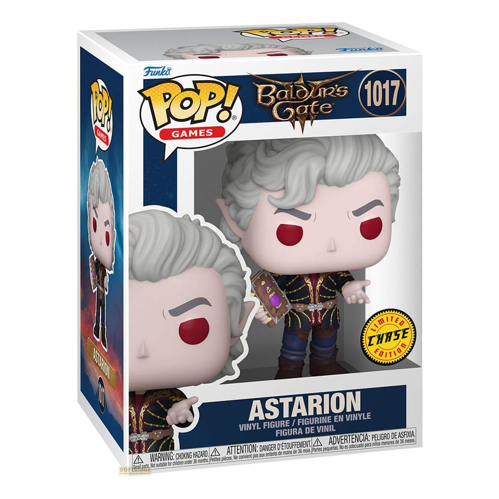 Figura Funko Pop! de vinilo de Astarion de Baldur's Gate, con ojos rojos y pelo gris.