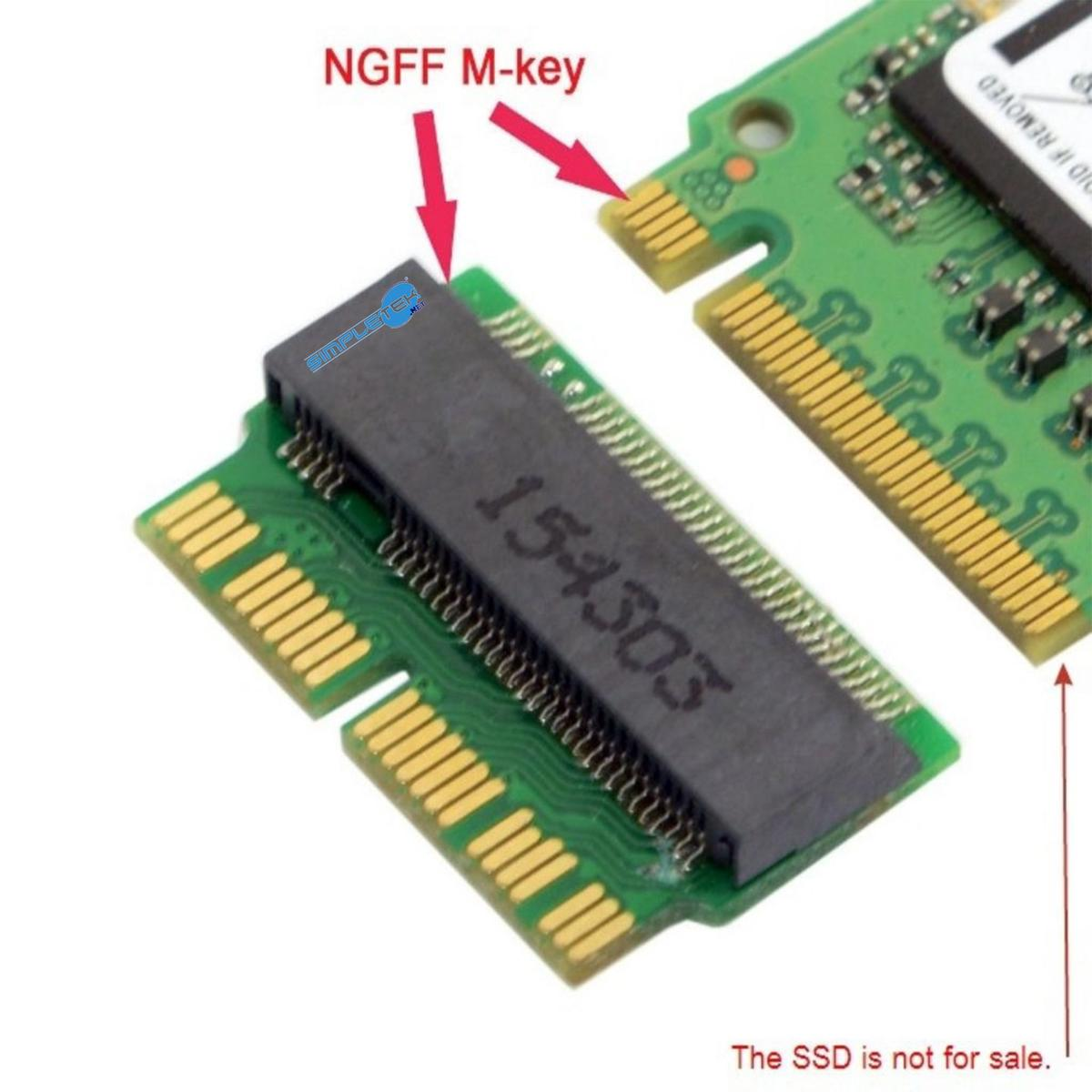 Adattatore SSD NGFF M-key con etichetta "154303" e "SIMPLETEK NET".