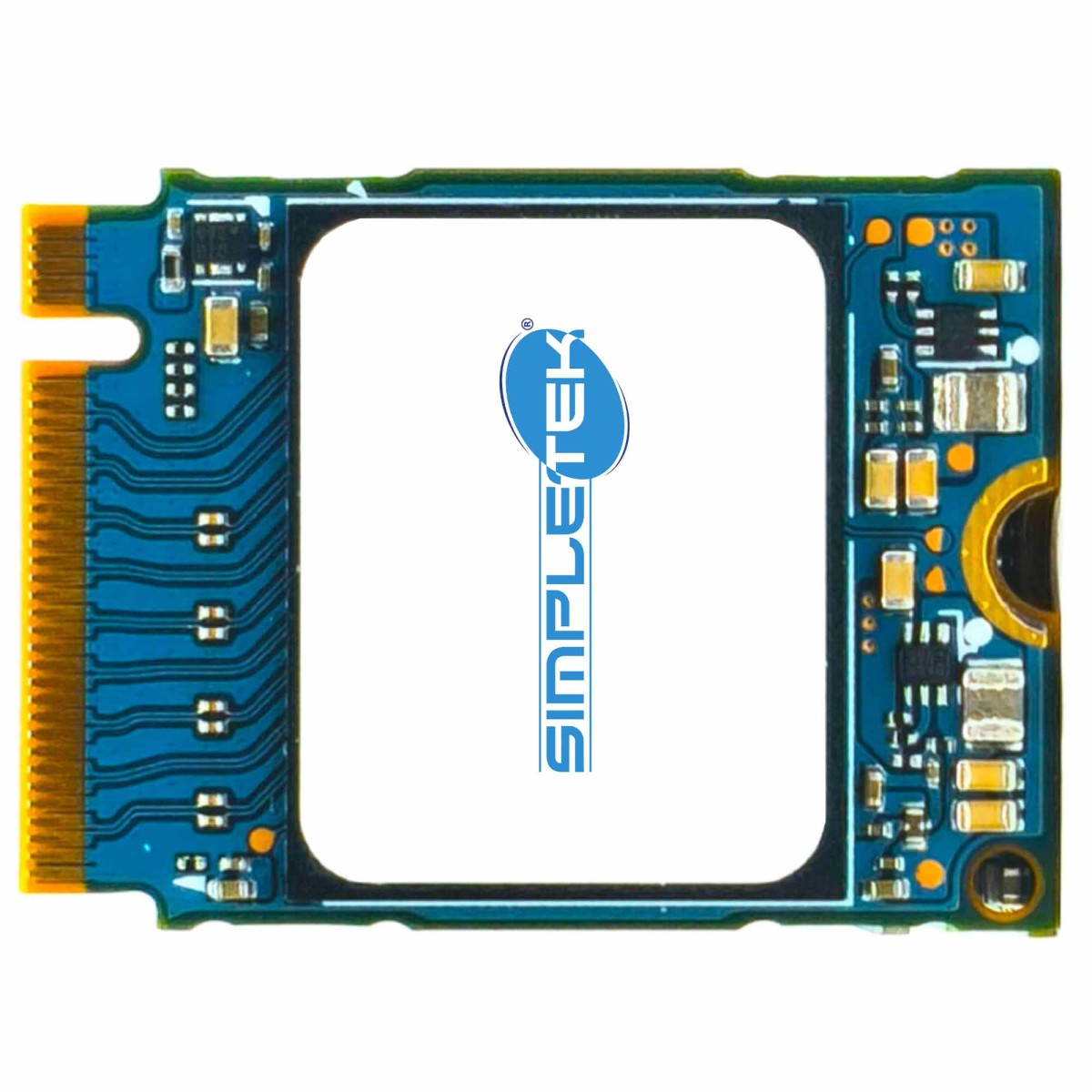 Un modulo computer blu con connettori dorati e logo SIMPLE TEK.