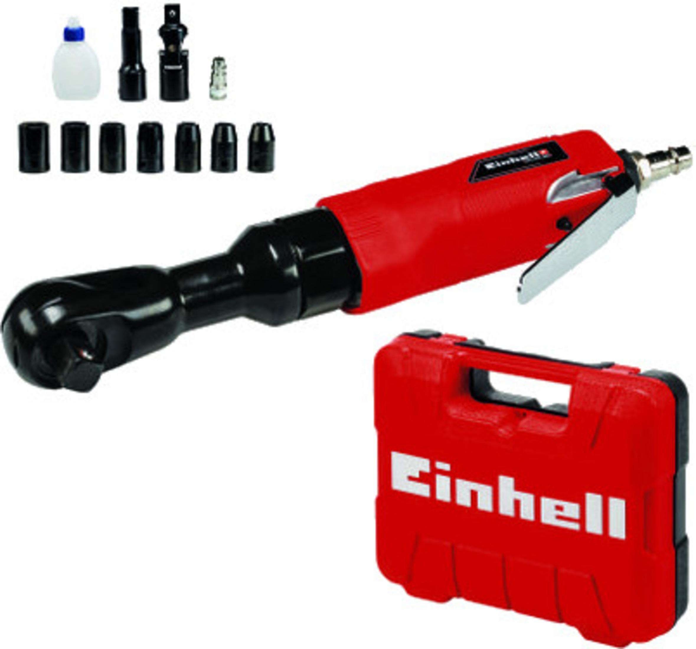 Pistola avvitatrice rossa con accessori e valigetta rossa. Include bussole.