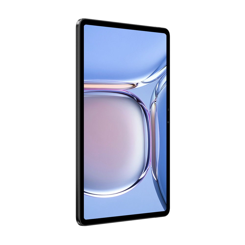 Un tablet moderno con cornice nera, con uno sfondo colorato.