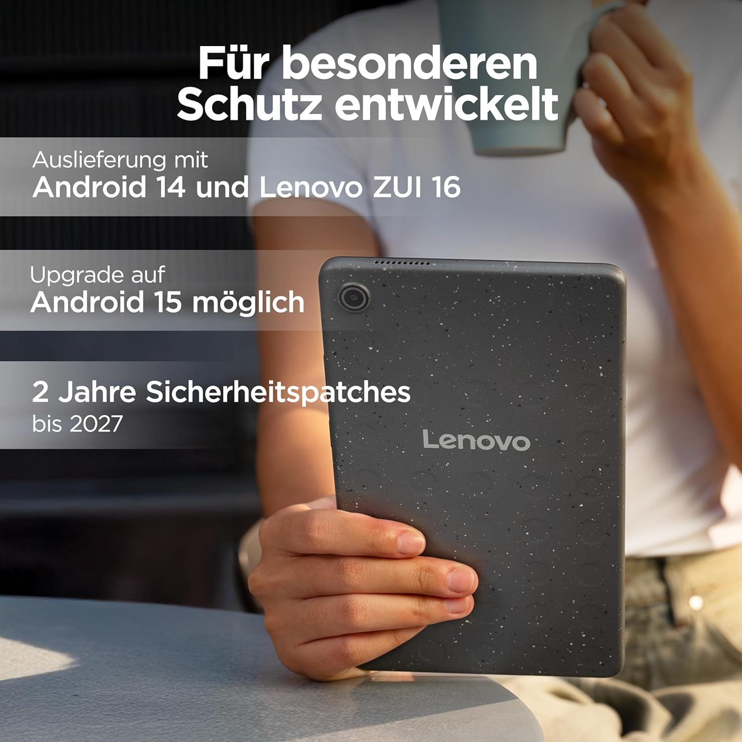 Un tablet con Android 14 e Lenovo ZUI 16, aggiornabile ad Android 15.