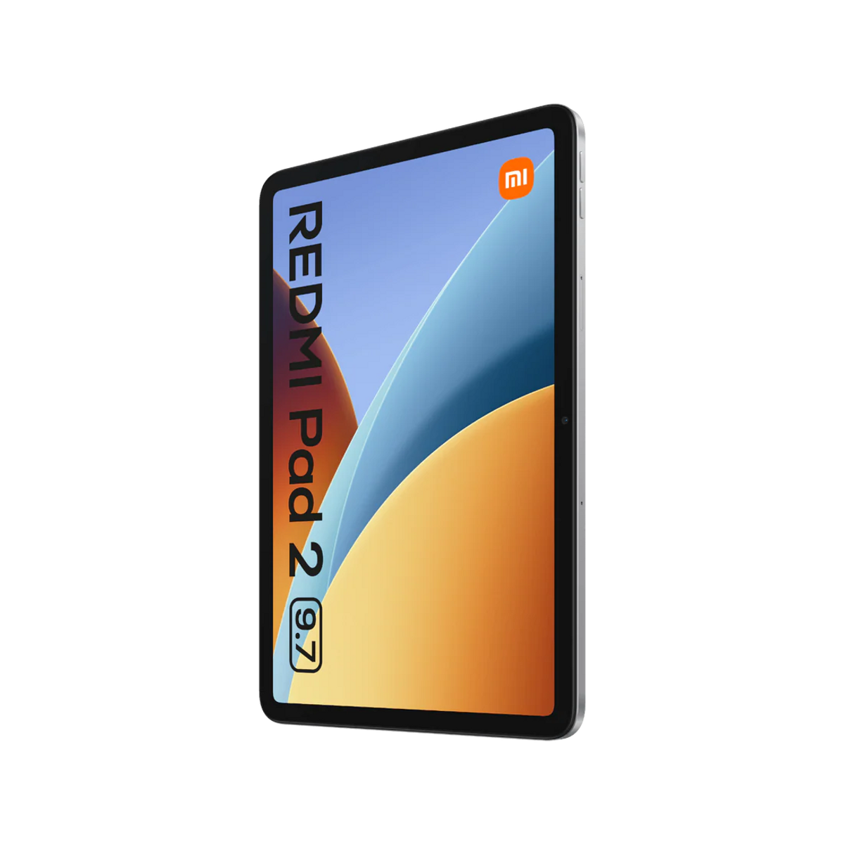 Una tablet plateada muestra el texto REDMI Pad 2 (9.7) y el logo Mi.