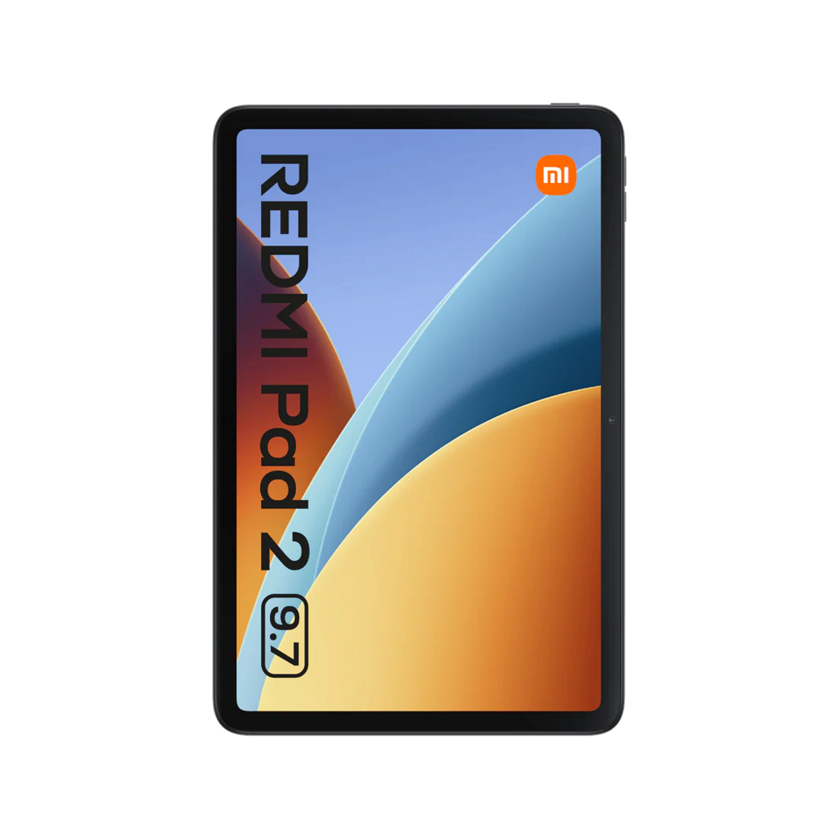 Un tablet nero con la scritta REDMI Pad 2 e il logo Xiaomi sullo schermo.