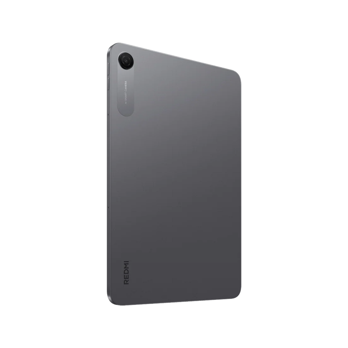 Tablet grigio con fotocamera posteriore e logo Redmi.