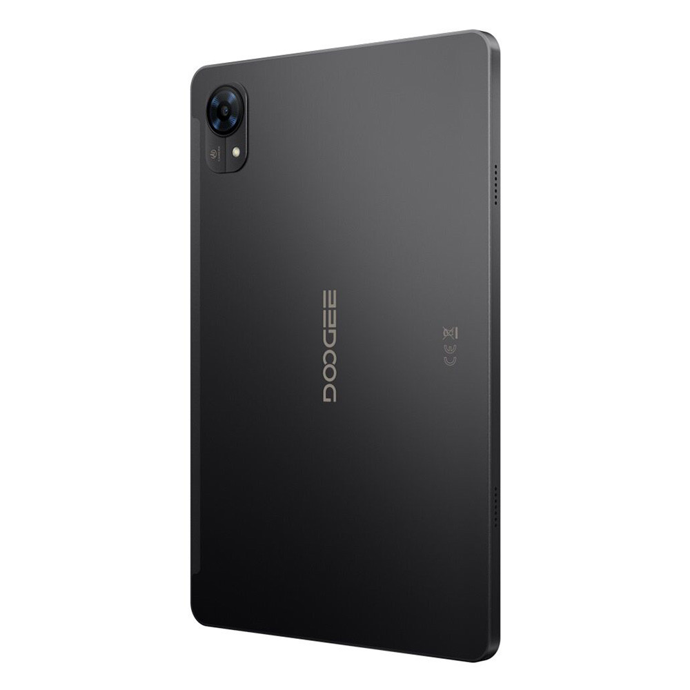 Retro di un tablet nero con logo DOOGEE e marchio CE.