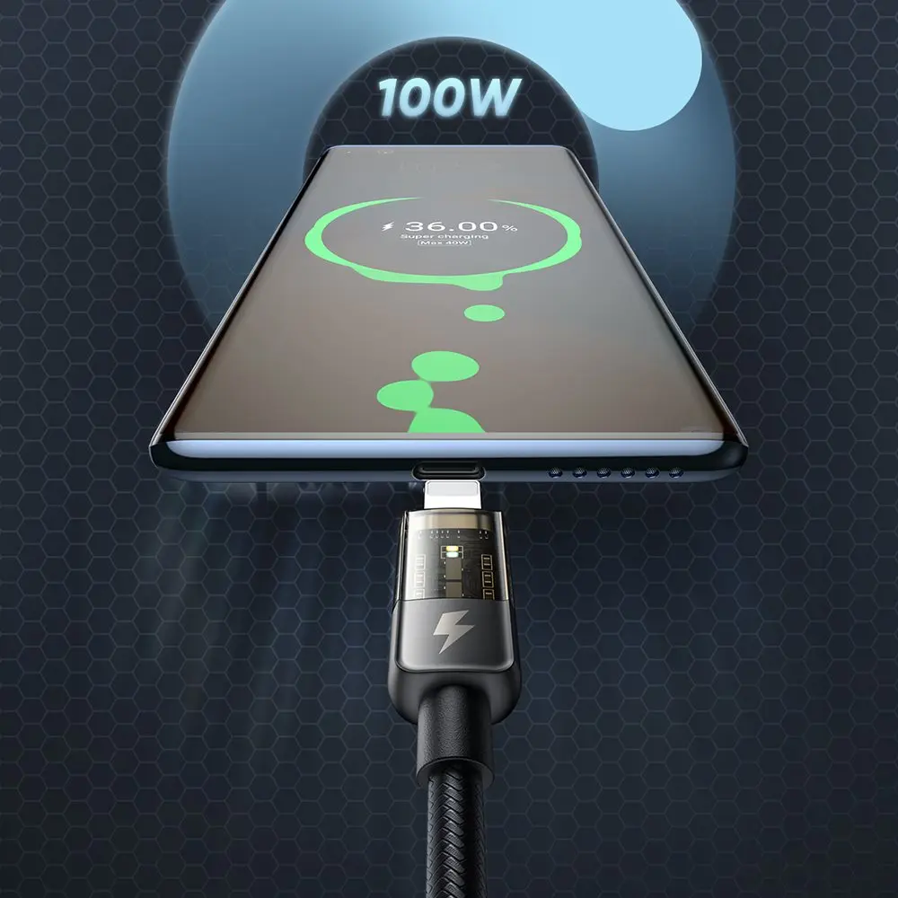 Bir akıllı telefon 100W hızlı şarj ile şarj oluyor.