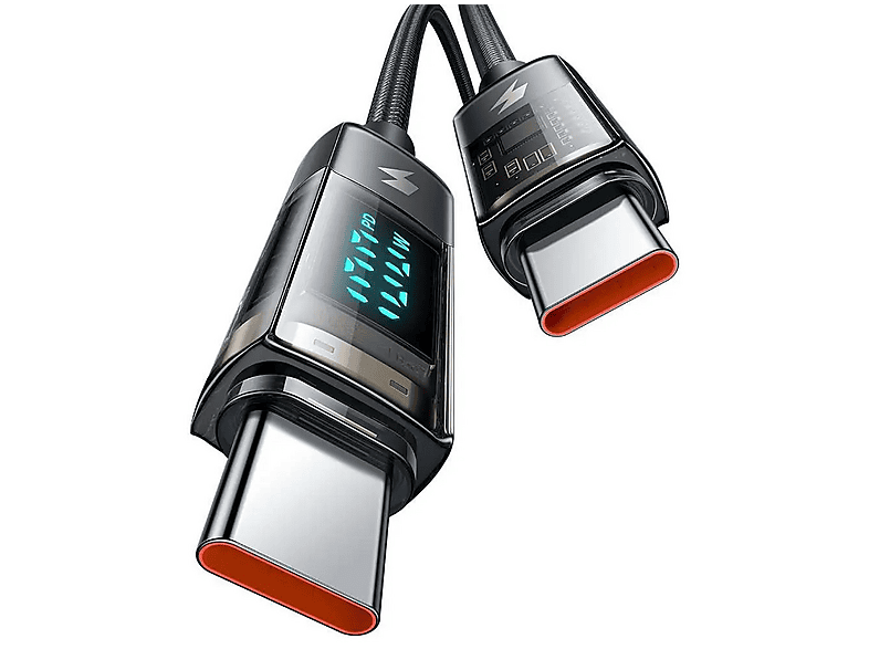 MCDODO CA-3610 Type-C to Type-C Dijital Ekranlı Power Off 1.2 m Hızlı Şarj ve Data Kablosu Siyah