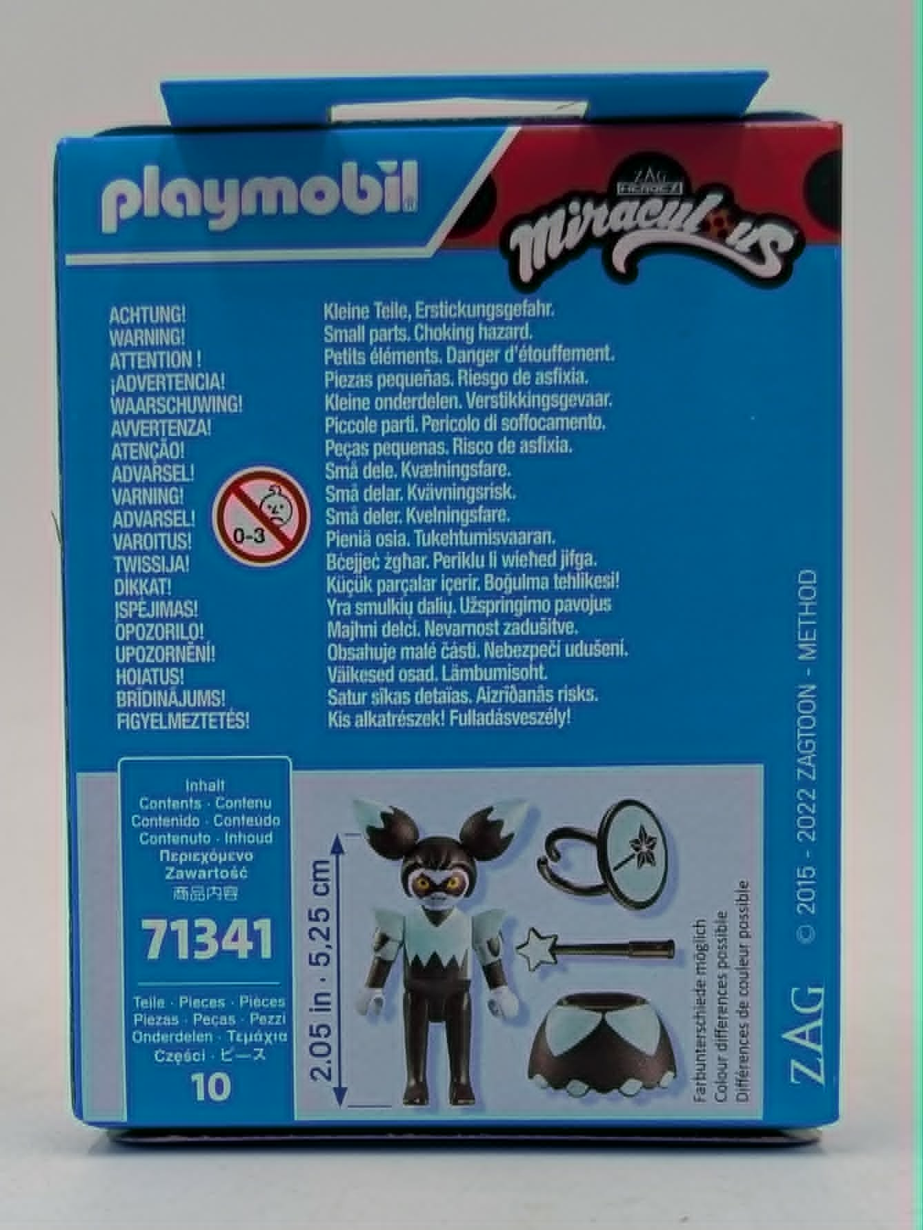 Playmobil Miraculous Box mit Figur und Zubehör. Enthält Warnhinweise.