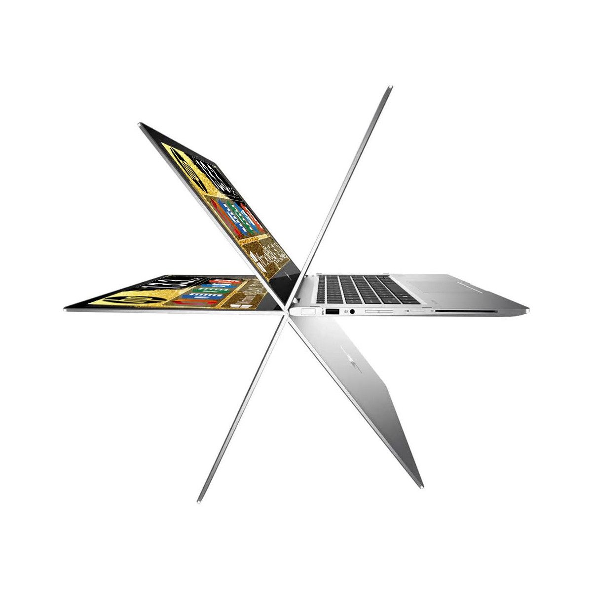 Ein silberner Laptop mit geöffnetem Bildschirm, der auf einem weißen Hintergrund steht.