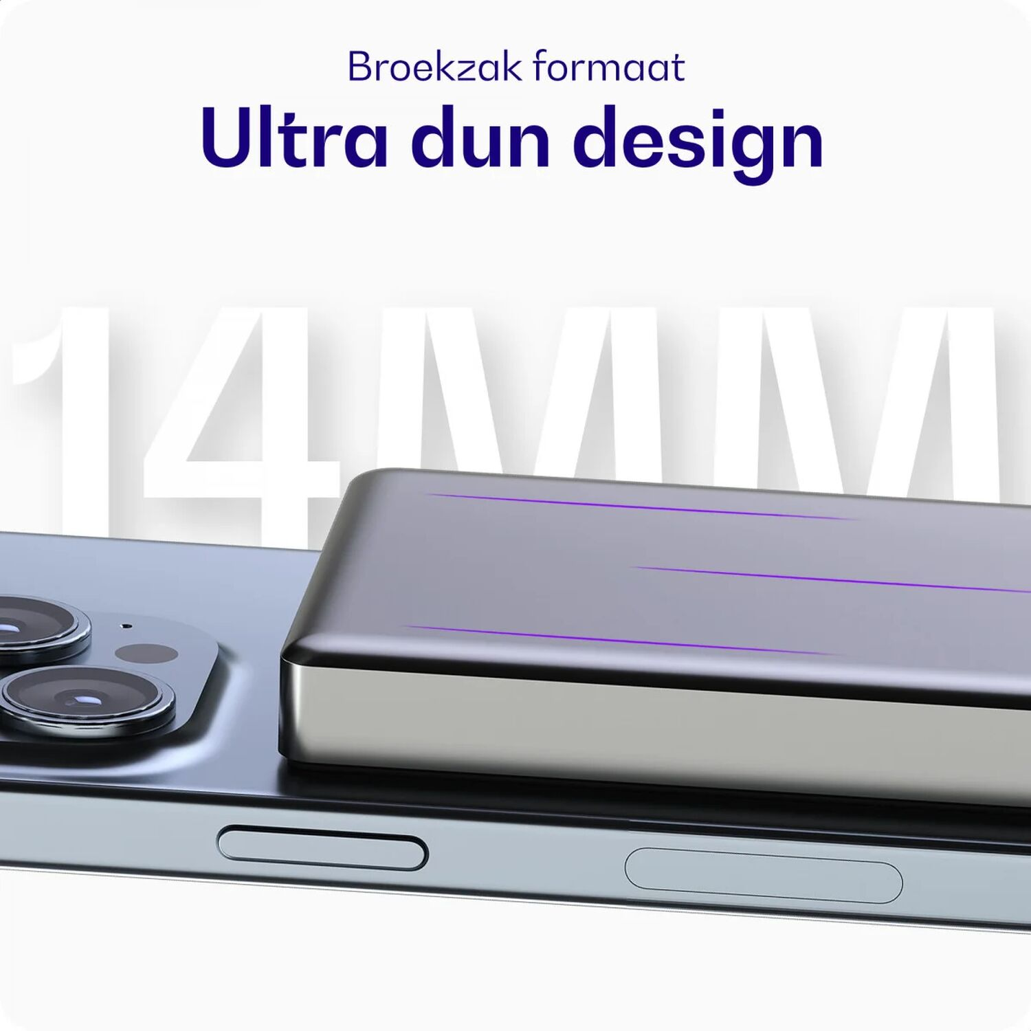 Een slanke, dunne design oplader ligt op een smartphone.