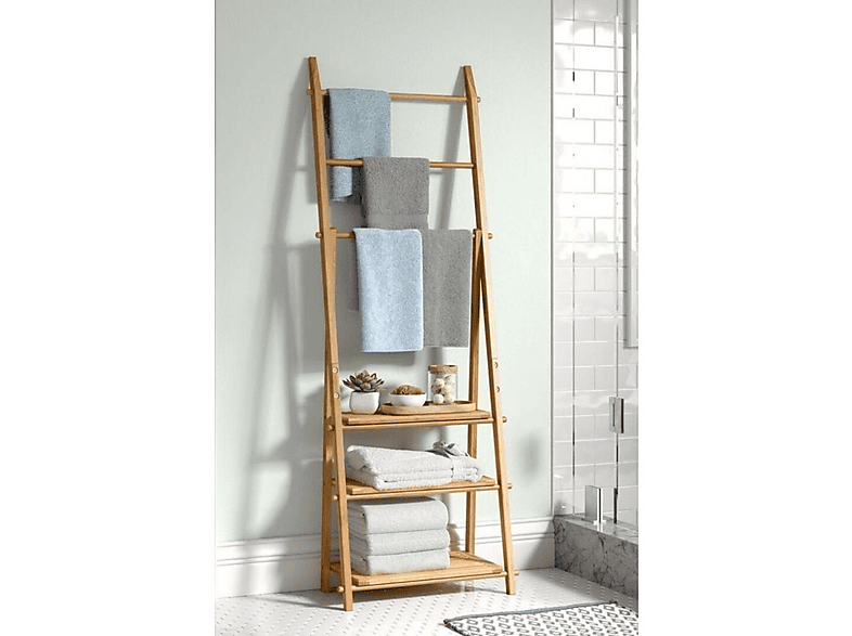 DIGITHOME Bambu 3 Raflı Havlu Askısı Havluluk Organizer DB-0006 Banyo Düzenleyici
