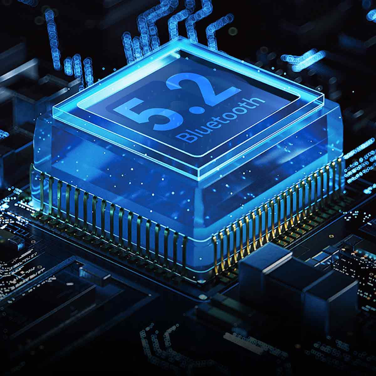 Ein transparenter blauer Chip mit 
