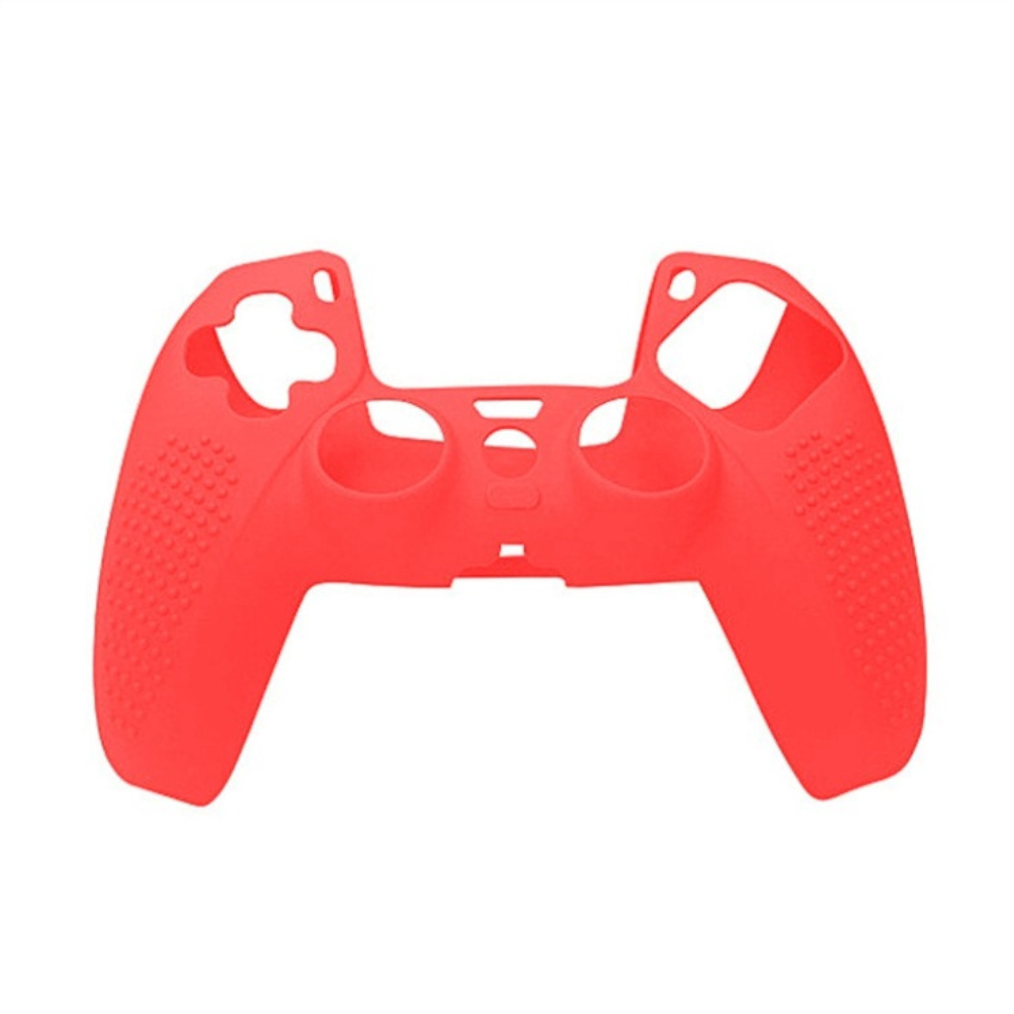 Eine rote Schutzhülle für einen Controller, weißer Hintergrund.