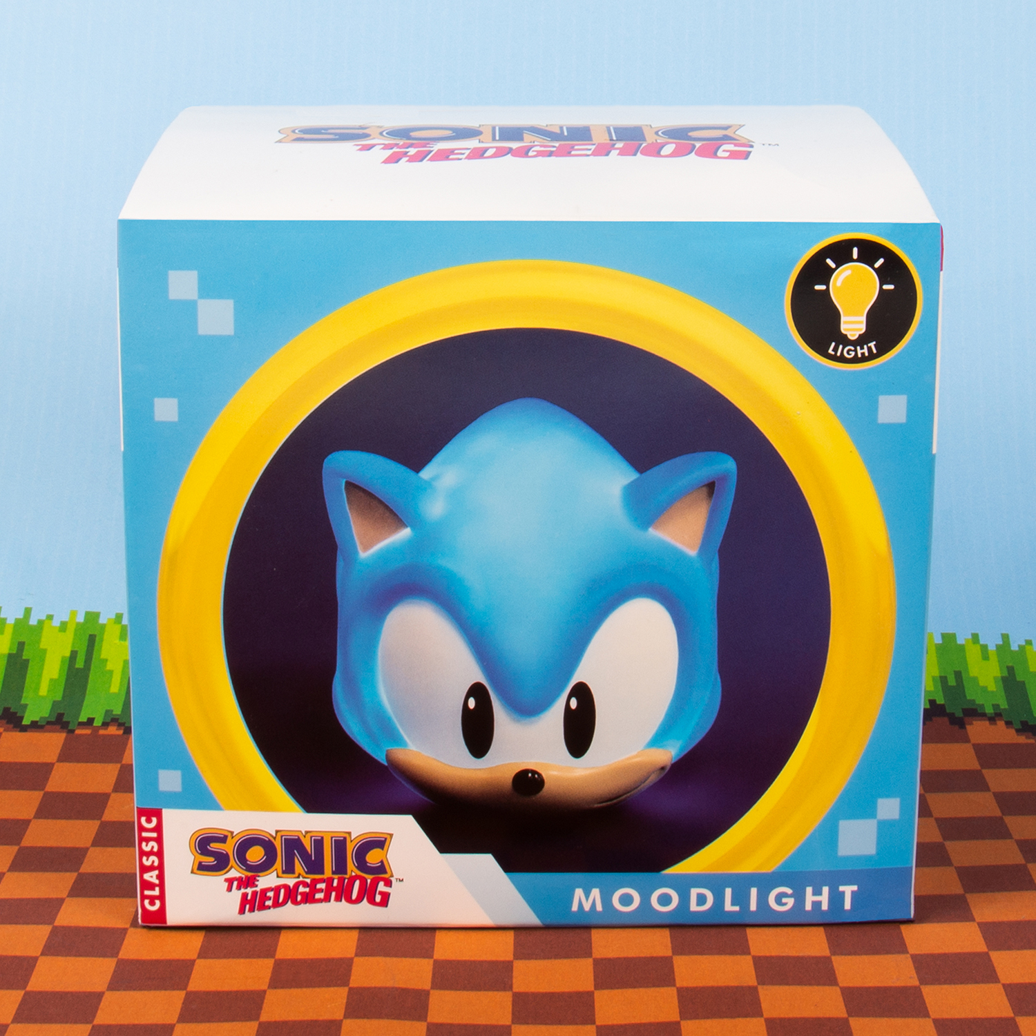 A Sonic the Hedgehog mood light box featuring an image of Sonic.
