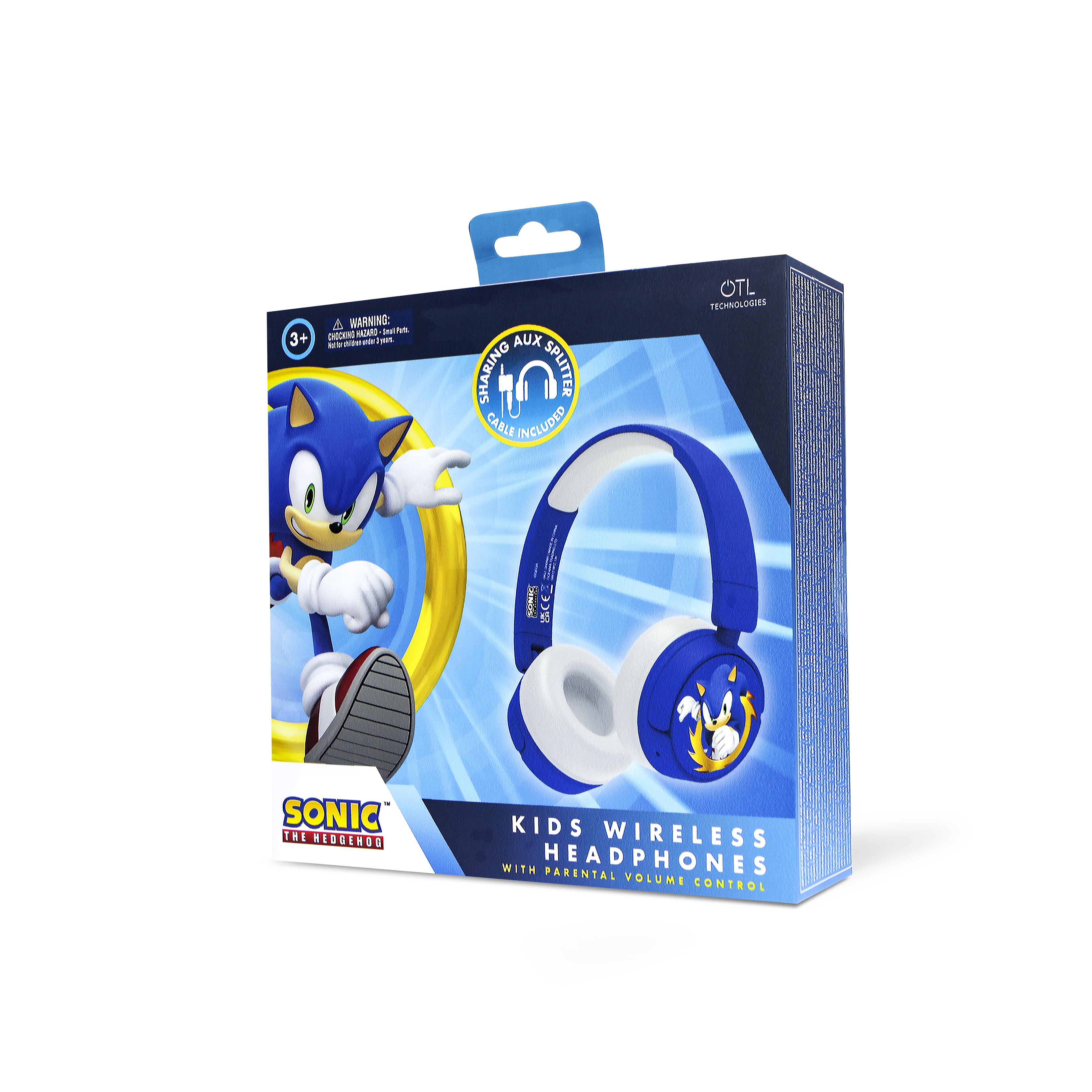 Verpackung für Sonic-Kinderkopfhörer mit Kopfhörerabbildung.