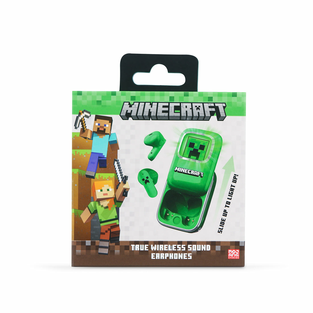Minecraft oordopjes met Creeper oplaadcase, Steve en Alex.