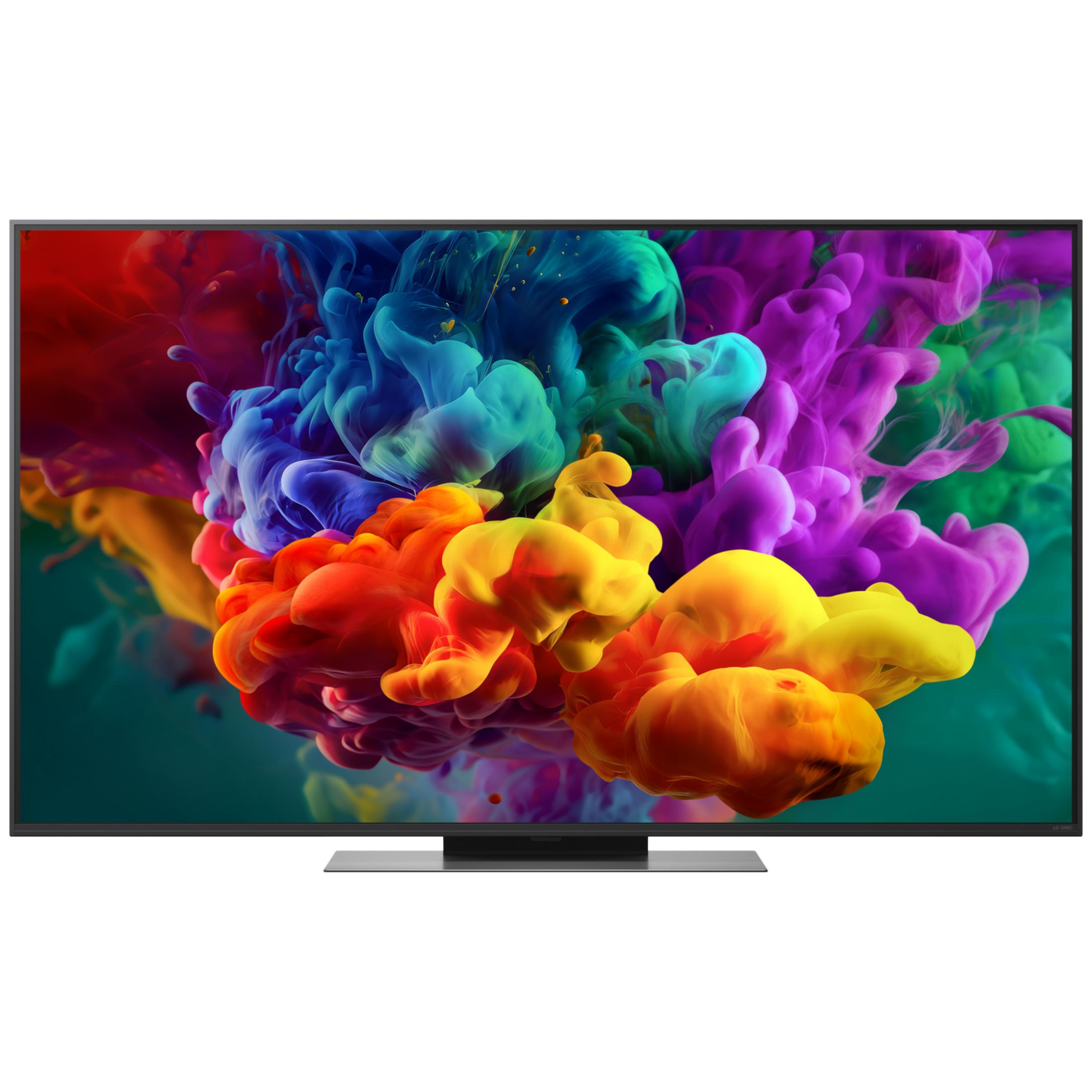 Un televisore moderno che mostra uno spettro vibrante di nuvole d'inchiostro colorate.