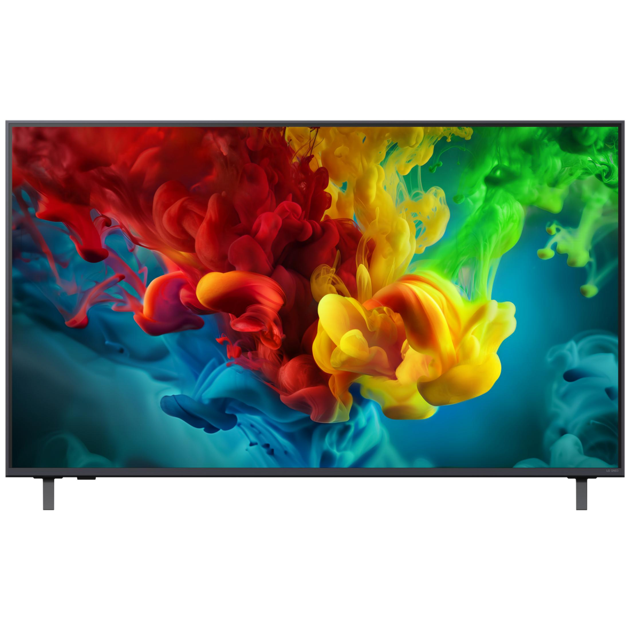 Una TV moderna con un'immagine vibrante di inchiostro colorato che si espande nell'acqua.