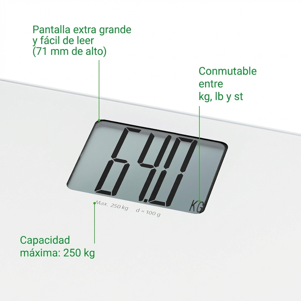 Waga cyfrowa pokazuje 6,40 kg, maks. 250 kg, duży wyświetlacz.