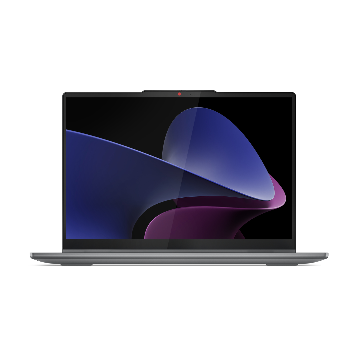 Laptop grigio con uno sfondo vivace sullo schermo.