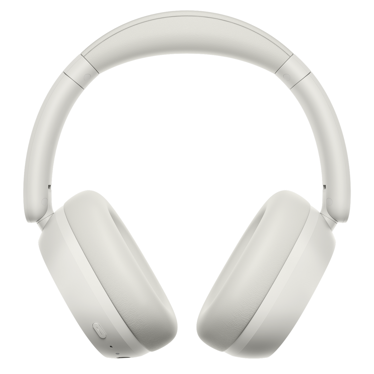 Auriculares blancos supraaurales con diadema y almohadillas acolchadas.