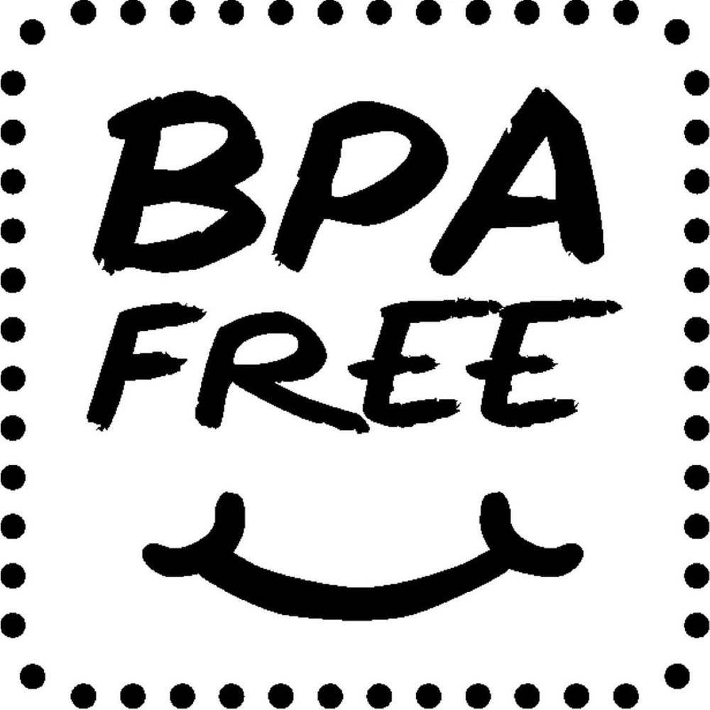 Testo BPA FREE con bocca sorridente sotto un bordo punteggiato.